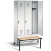 3-person clothing locker with lowered bench frame (Evo)